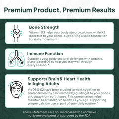 Packaging of Organics Ocean Better D3 + K2 emphasizing vegan, non-GMO formula