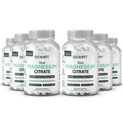 Organics Ocean Real Magnesium Citrate capsules in bottle for daily energy support.