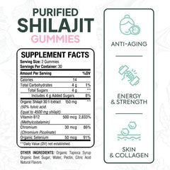 Close-up of Organics Ocean Shilajit Gummies texture highlighting fulvic minerals.