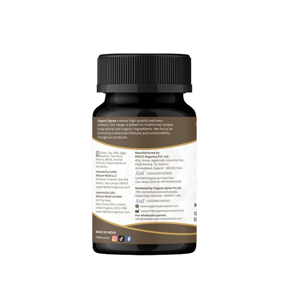 Organic Spree Mucuna packaging back showing storage guidance.