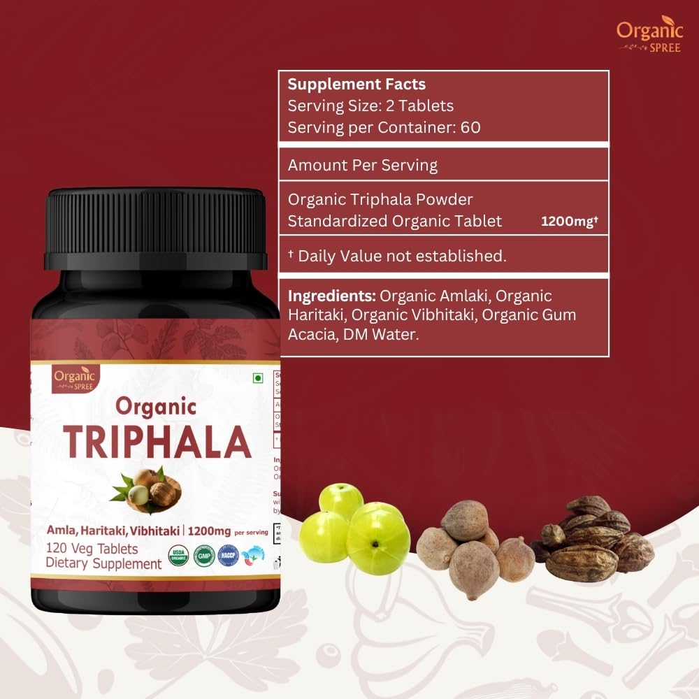 Label detail showing Organic certification on ORGANIC SPREE Triphala