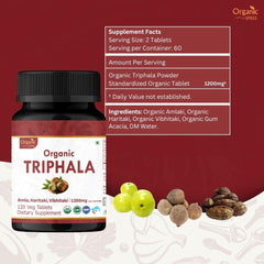Label detail showing Organic certification on ORGANIC SPREE Triphala