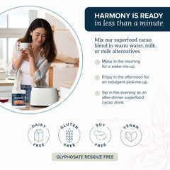 Steaming glass of Harmony drink highlighting creamy texture.