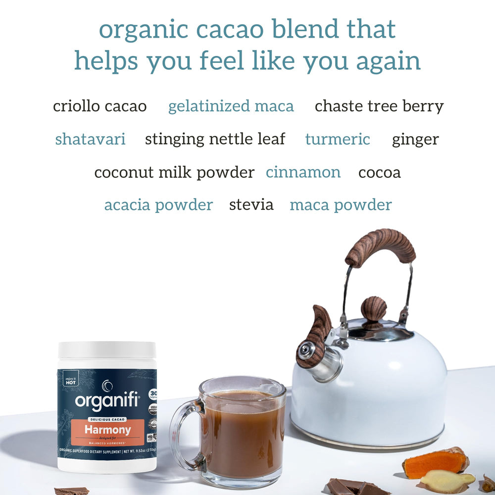 Visual of maca, chaste tree, and ginger within Harmony blend.