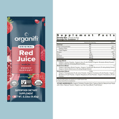 Organifi Red Juice smoothie mix in action boosting flavor and motivation