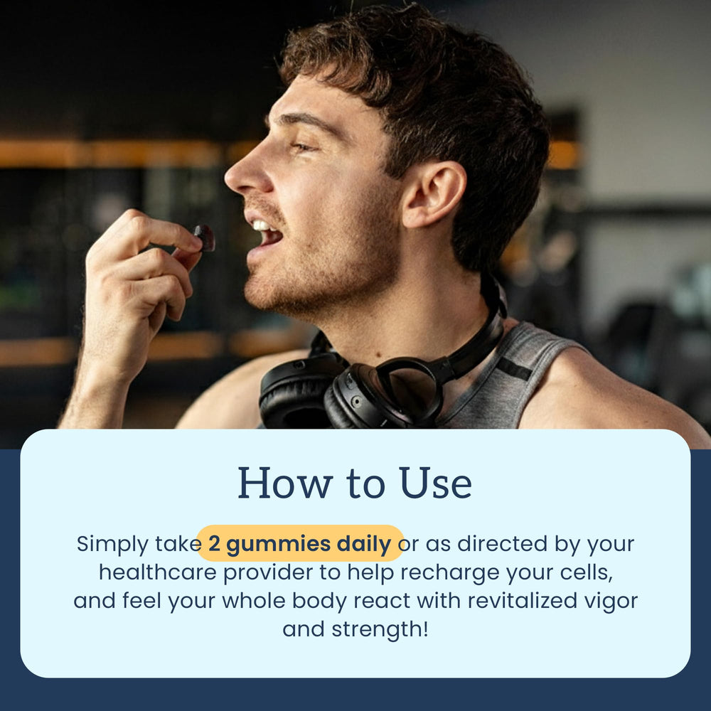 Organifi Shilajit Gummies two gummies serving to support energy and fatigue relief.
