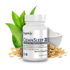 Organixx Clean Sleep 3D bottle promotes melatonin-free wind-down support.