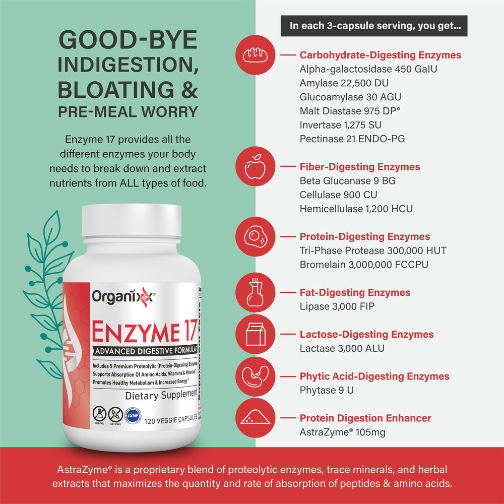 Organixx Enzyme 17 capsules poured into a glass for daily use