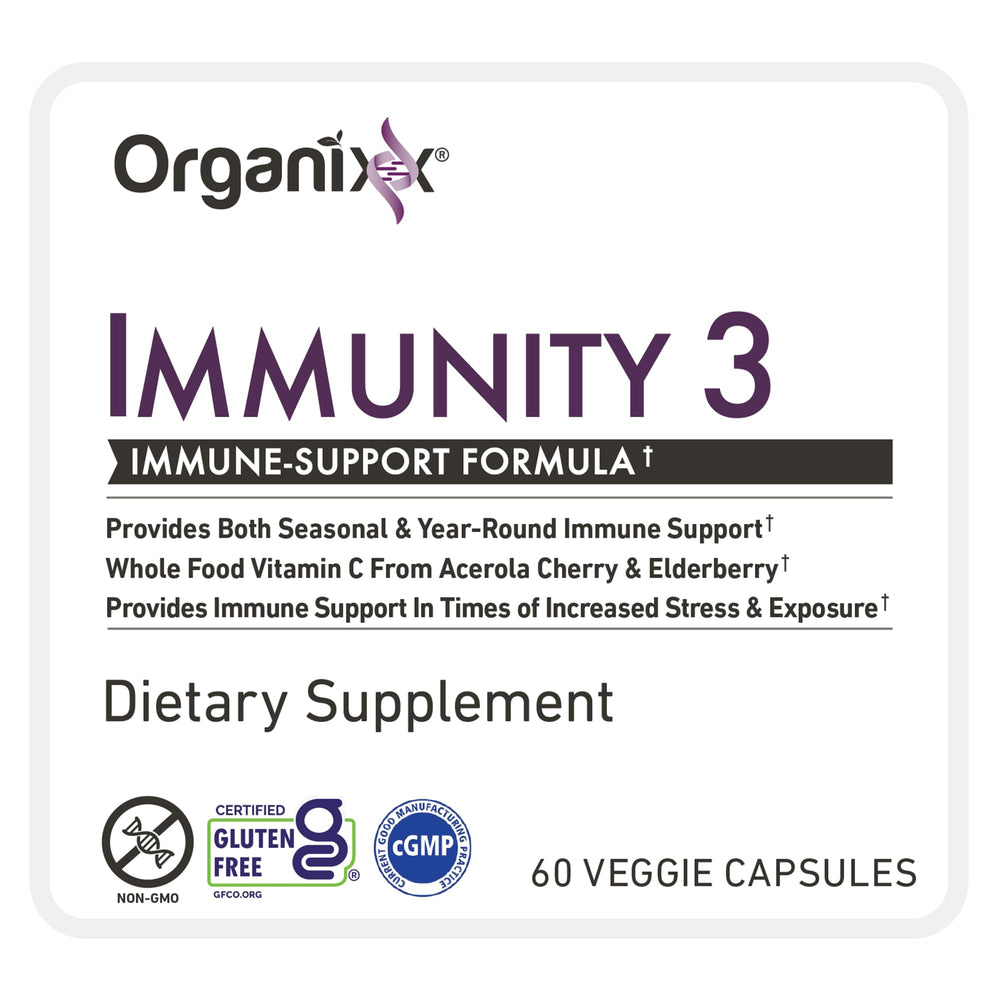Organixx Immunity 3 elderberry berries emphasizing organic fruit components
