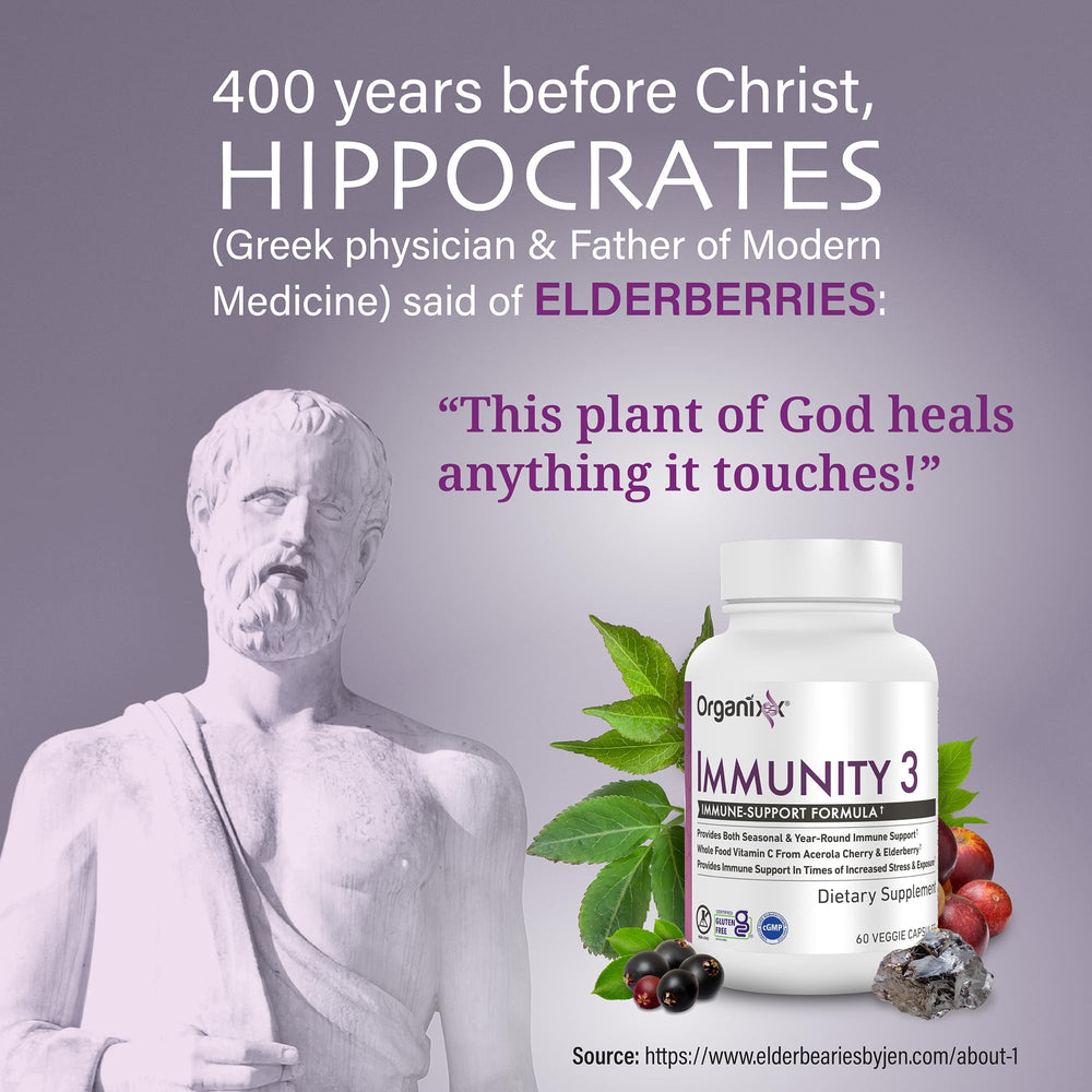 Organixx Immunity 3 organic ingredients banner signaling clean sourcing