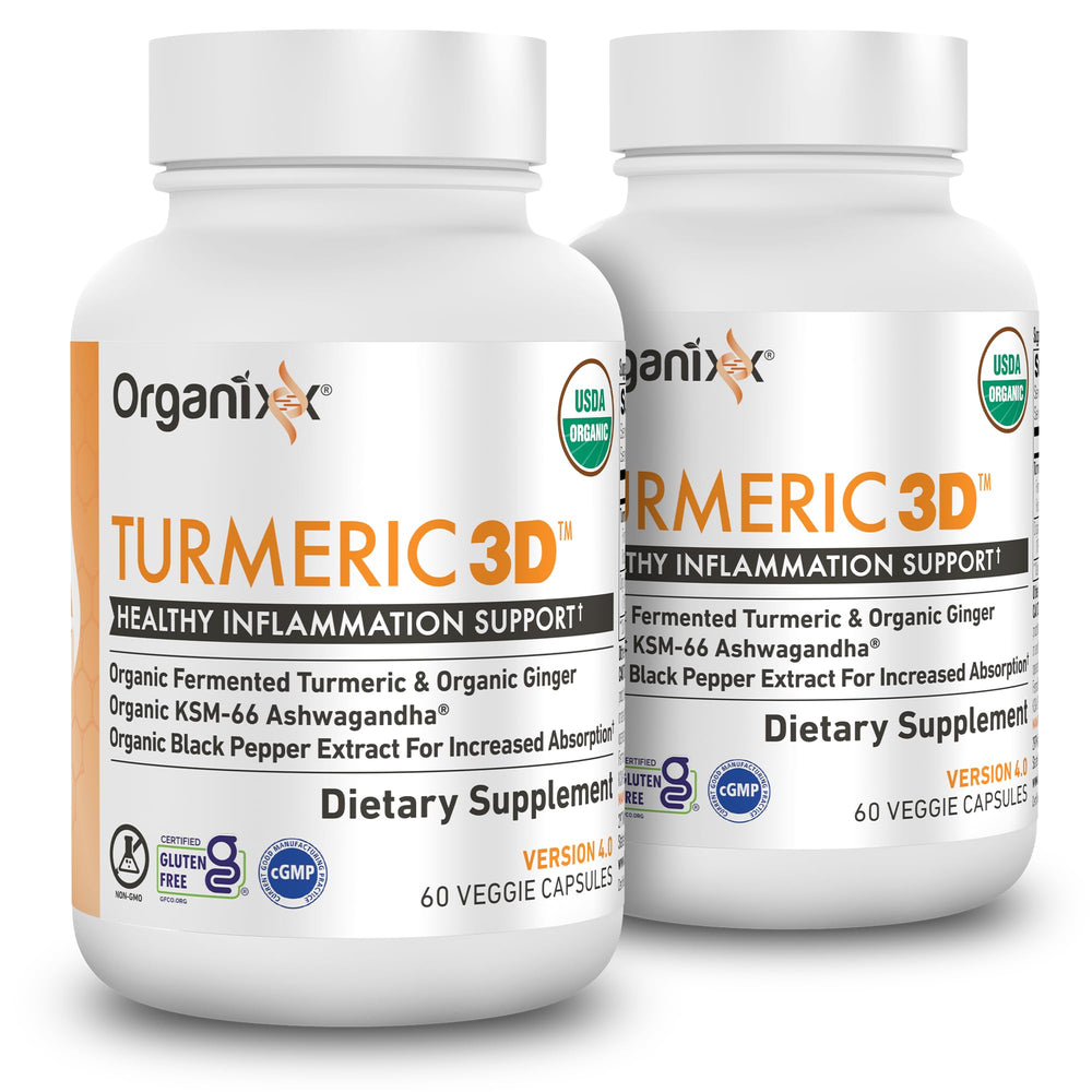 Organixx turmeric-curcumin-ashwagandha-ginger-d3-bottle demonstrates fermentation for enhanced bioavailability