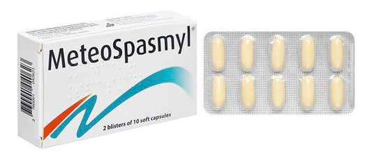 ORGMAX MeteoSpasmyl soft capsules bottle for gentle digestive comfort after meals