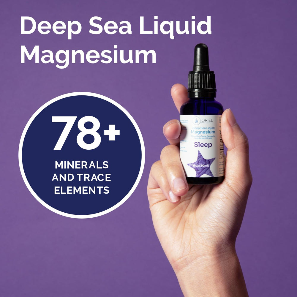 Label highlighting 78 trace minerals in Oriel drops for balanced intake.