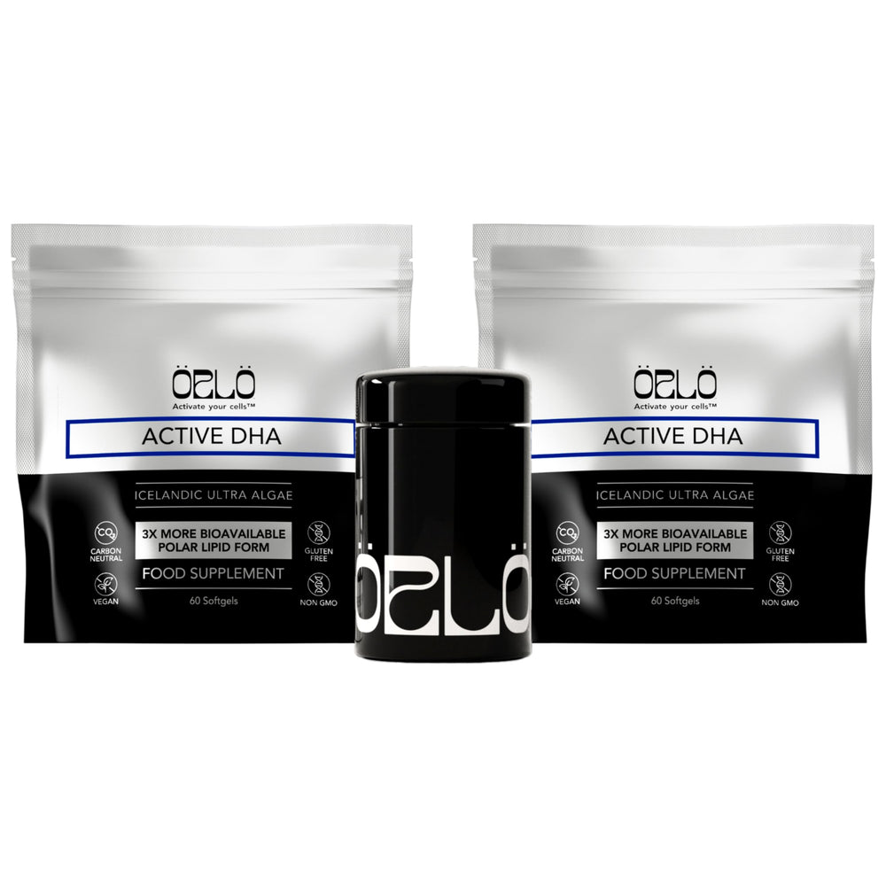 Orlo DHA 1000mg bottle highlighting 3x absorption for sharper cognition