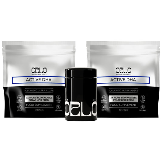 Orlo DHA 1000mg bottle highlighting 3x absorption for sharper cognition
