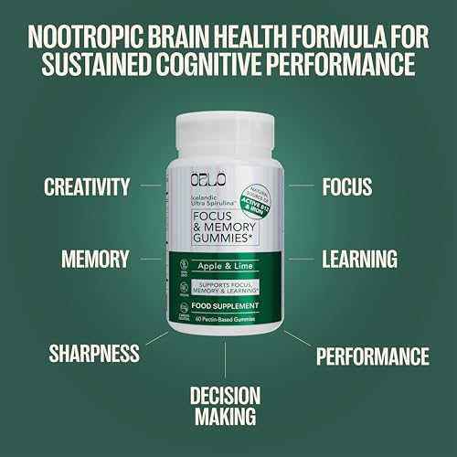 Orlo Focus & Memory Gummies close-up of apple and lime flavor for tasty focus support.