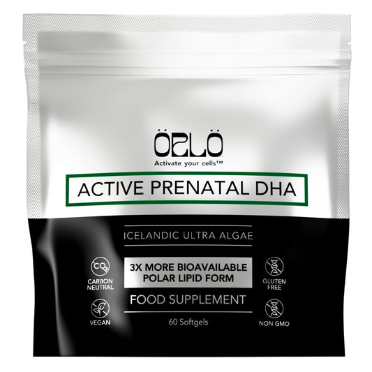 Orlo Prenatal DHA bottle front—mercury-free algae oil for expectant moms