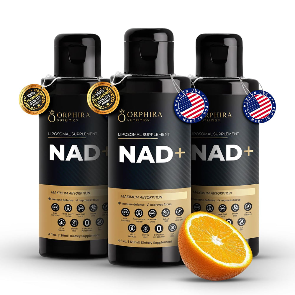 Orphira Liquid NAD+ bottle for easy daily supplementation.