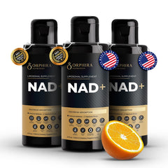 Orphira Liquid NAD+ bottle for easy daily supplementation.