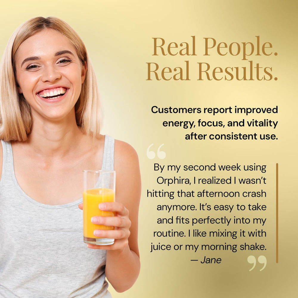 Orphira NAD+ energy and focus image suggests improved mental clarity.