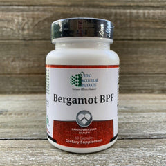 Ortho Bergamot BPF bottle with capsules for daily cardiovascular support.