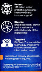 Ortho Biotic label and packaging indicating probiotic blend and CFU count