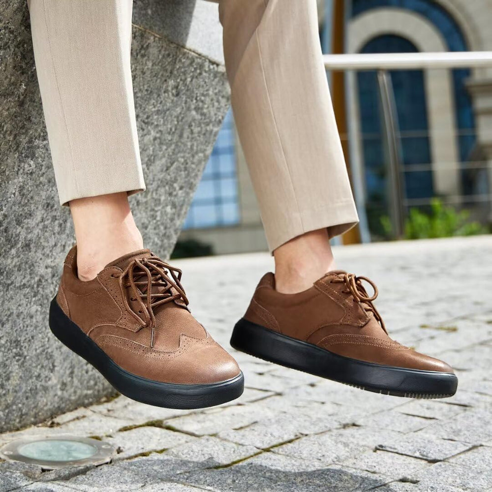 OrthoComfoot lace-up dress shoe in action suitable for formal settings.