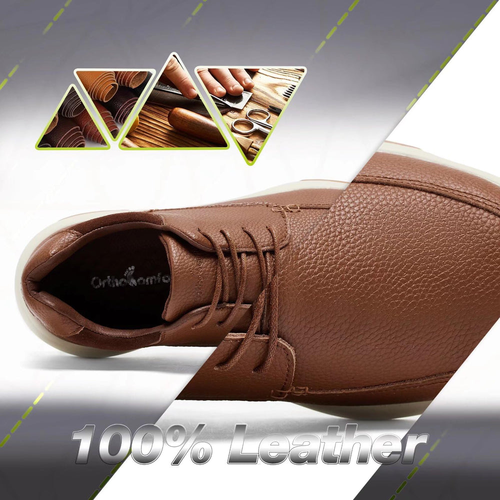 OrthoComfoot cushioned EVA rubber soles absorb shock during long days.
