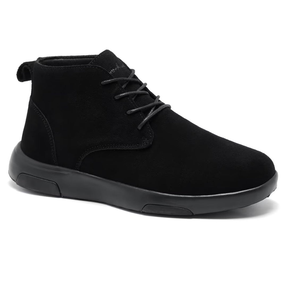 OrthoComfoot high-top boot in black with arch support for daily comfort.
