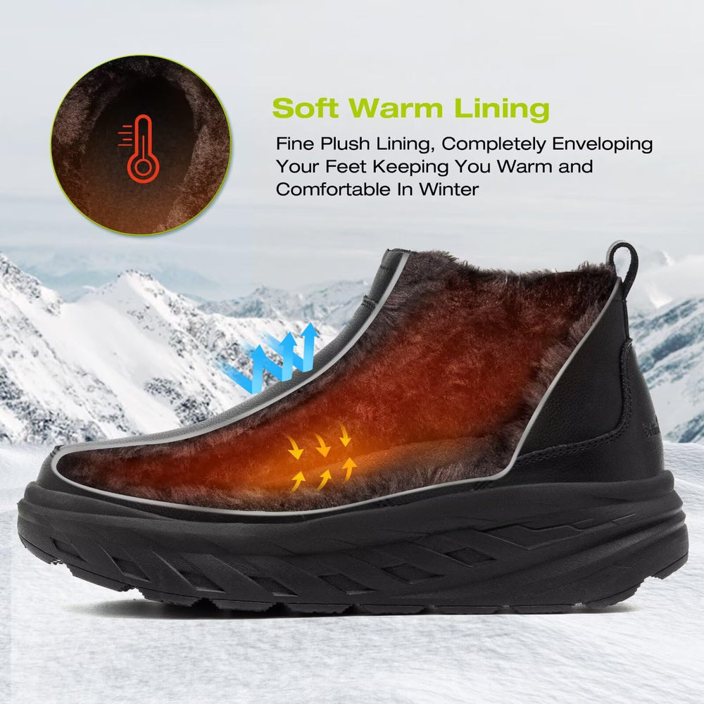 OrthoComfoot ankle-height boot illustrating weatherproof leather and sturdy construction.