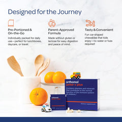 The 30-day supply of Orthomol Immun Junior C Plus in Tangerine flavor.