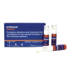 Orthomol Immun seven-day pack for daily immune support, on-the-go use.