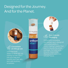 Orthomol Vital F immune-support-nutrients bottle highlights immune support minerals.