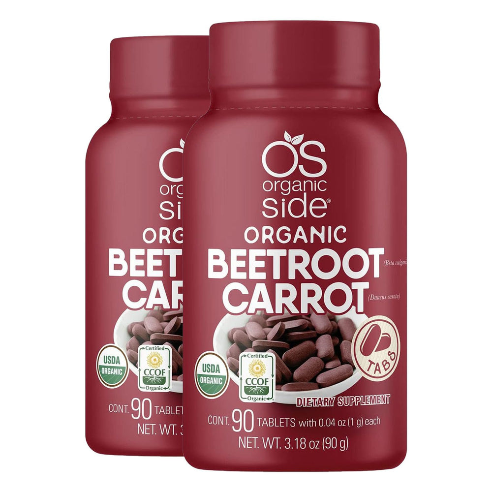 OS Organic Side beetroot carrot tablets bottle front for daily vitality