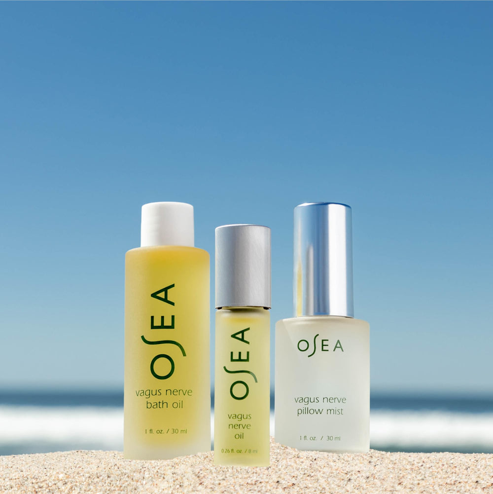 OSEA Vagus Nerve Pillow Mist sprayed on linens to promote restful sleep