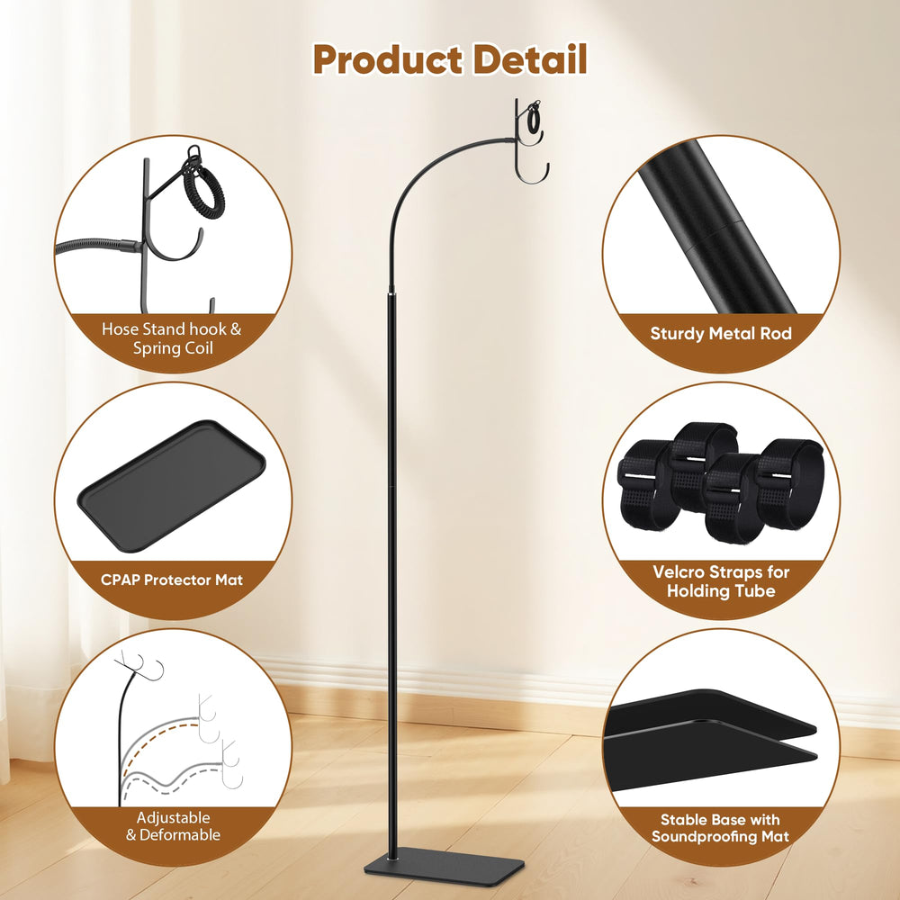 Oslora CPAP adjustable hose holder adapts to sleeping positions.