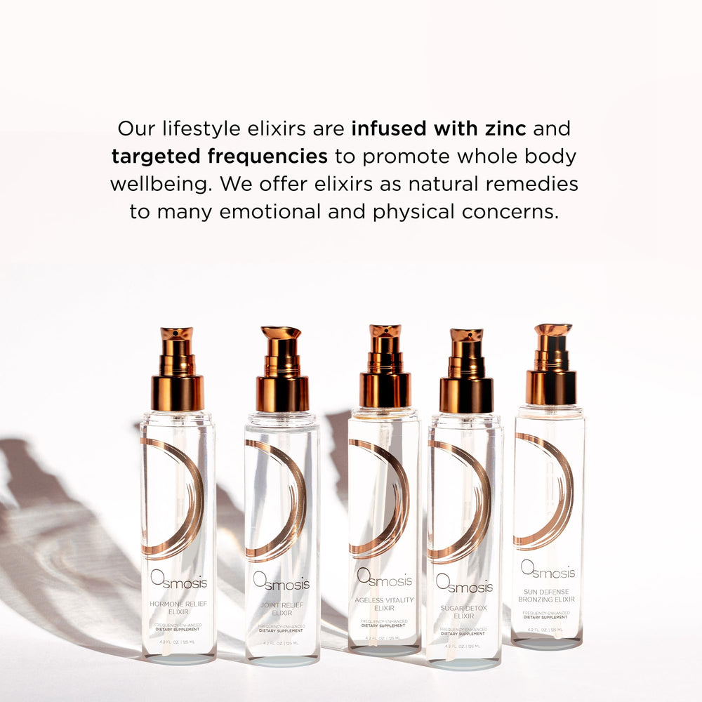 OSMOSIS Ageless Vitality Elixir glass-serve invites a refreshing daily ritual.