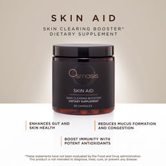 OSMOSIS Skin Aid label close-up highlighting vitamin A for blemish-prone skin
