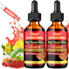 Ossual 20-in-1 red yeast rice bottle showing a comprehensive daily formula for vitality