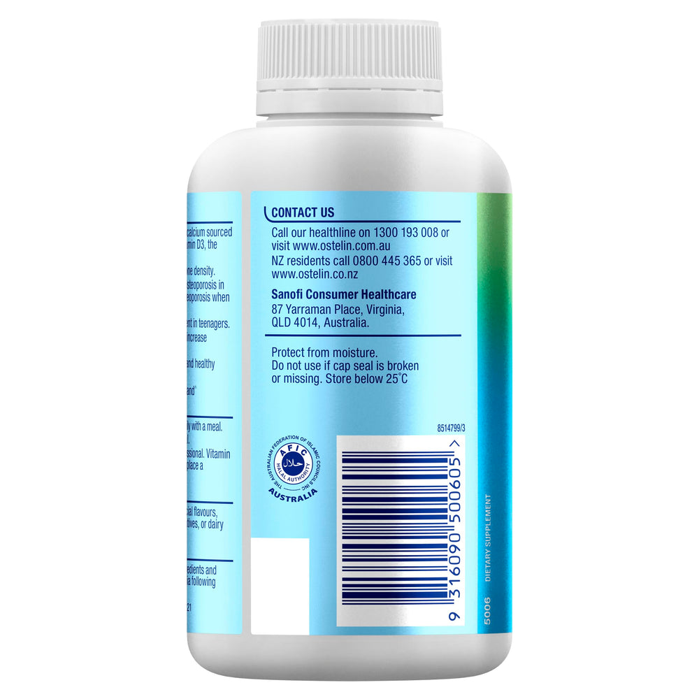 Pack shot of Ostelin bottle with clear label for easy recognition.