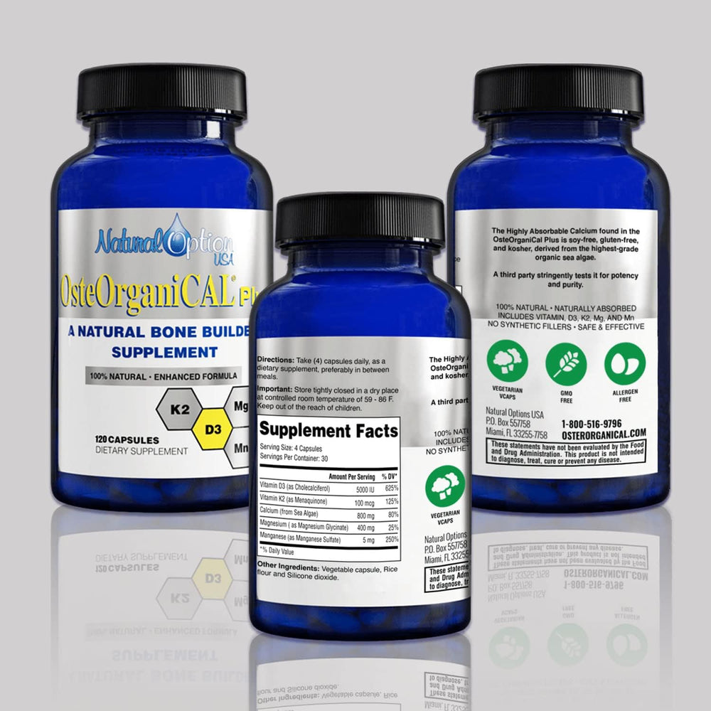 Osteorganical Plus capsules dispense—magnesium glycinate and manganese support calcium absorption