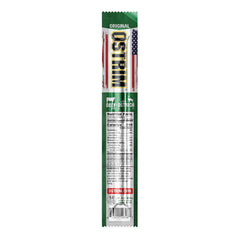 Close-up of Ostrim stick texture, savory and protein-packed bite.