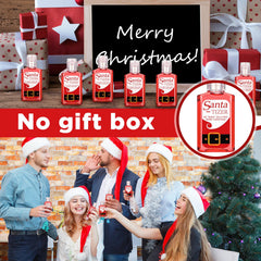 Oudain holiday party favors display featuring Santa design and branding