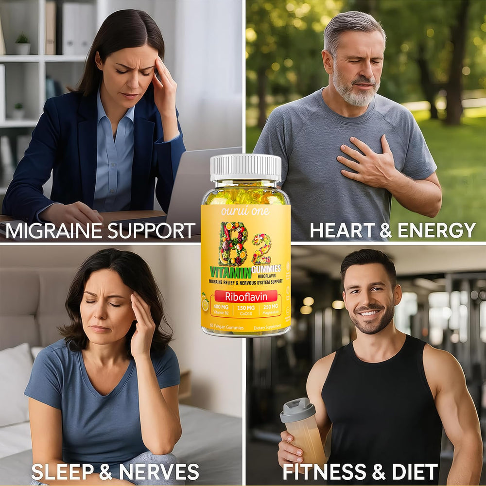 ourui one vitamin-b2-gummies vegan-sugar-free image shows a clean plant-based supplement.
