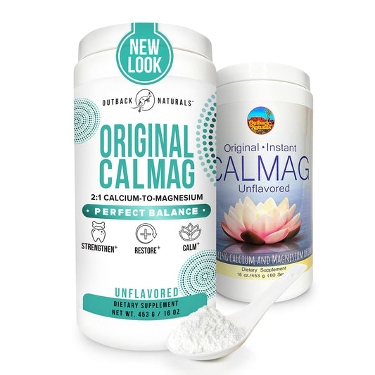 Outback Naturals High-Absorption CalMag bottle pour supports daily mineral intake.