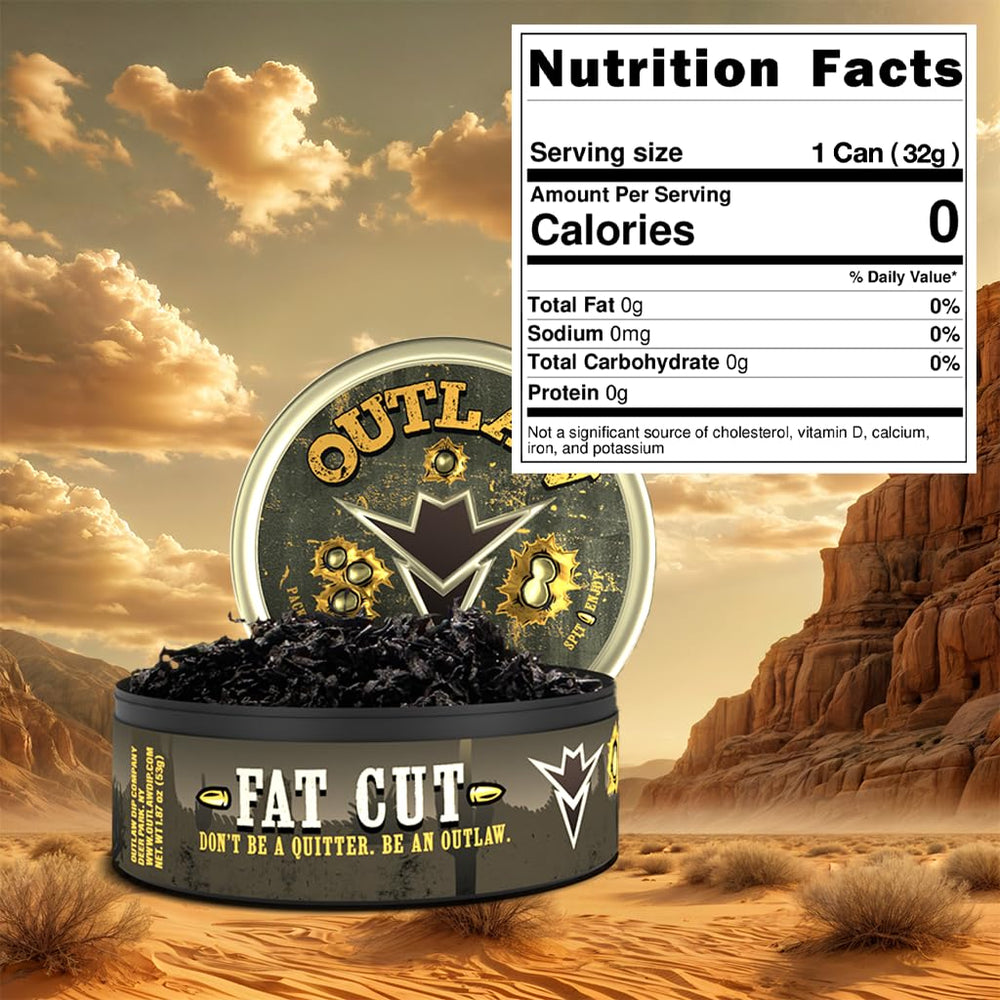 Outlaw Dip Vaniller NiC-Safe tin close-up showing tea-leaf flavoring.