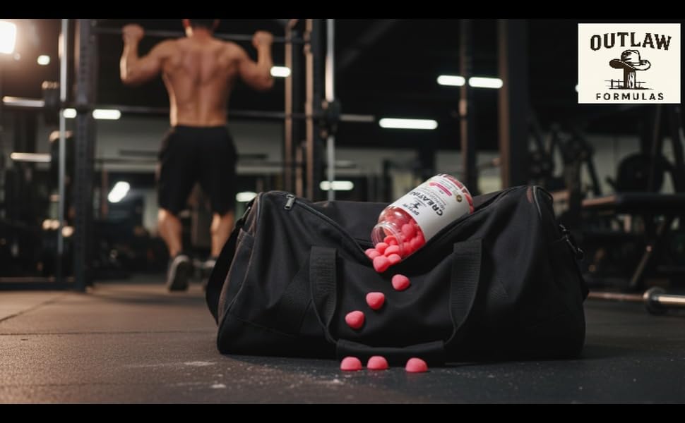 Outlaw Formulas Creatine Monohydrate Gummies lab test stamp verifies third-party checks.