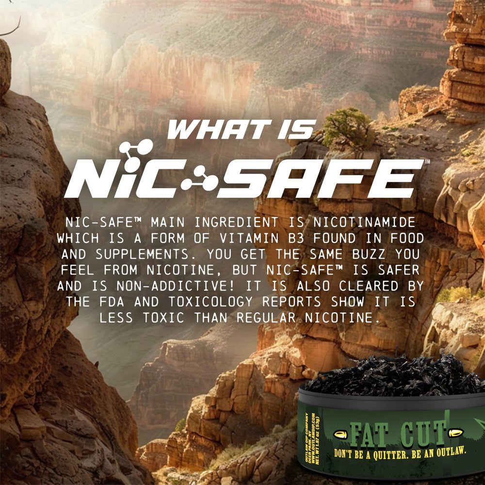 Outlaw Orange Creamsicle NiC-SAFE label close-up highlights ingredients and nicotine-free claim.