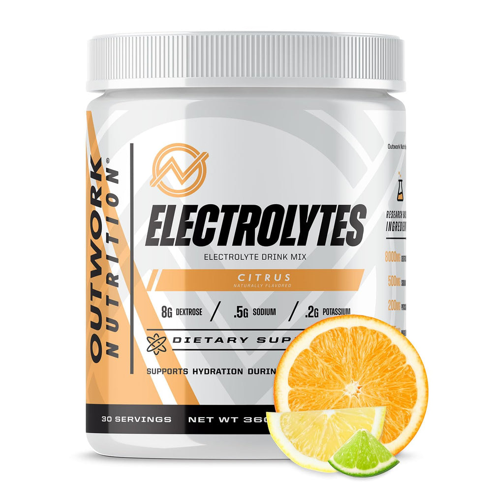 Outwork Nutrition Electrolytes Powder Citrus tub for rapid workout hydration