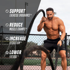 Outwork Nutrition Electrolytes Powder tub closeup highlighting premium formula for endurance.